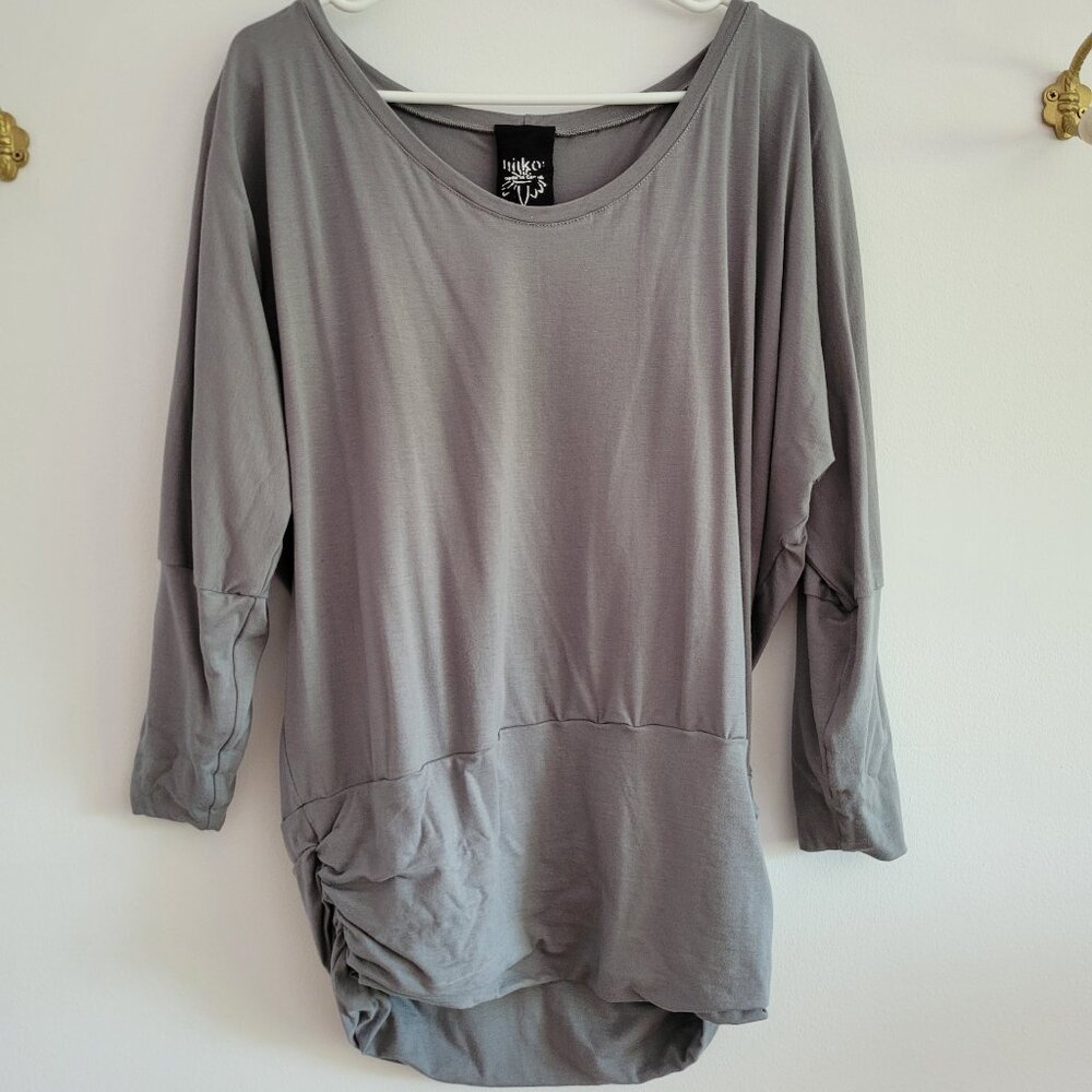 Lilikoi Womens Ruched Bamboo Top Size L 'Iris'